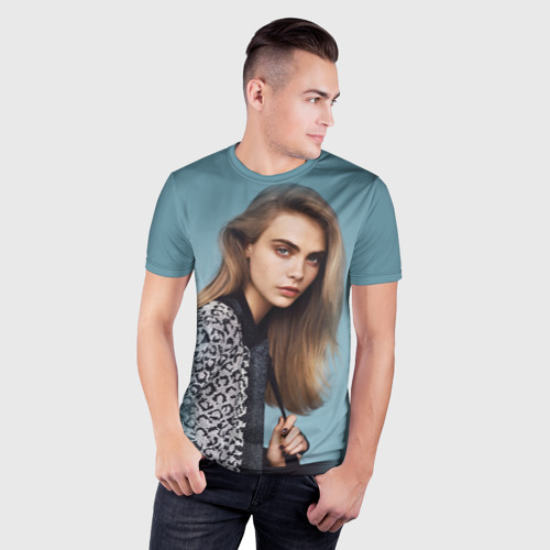 Мужская футболка 3D Slim Кара Делевинь 5, цвет 3D печать - фото 3