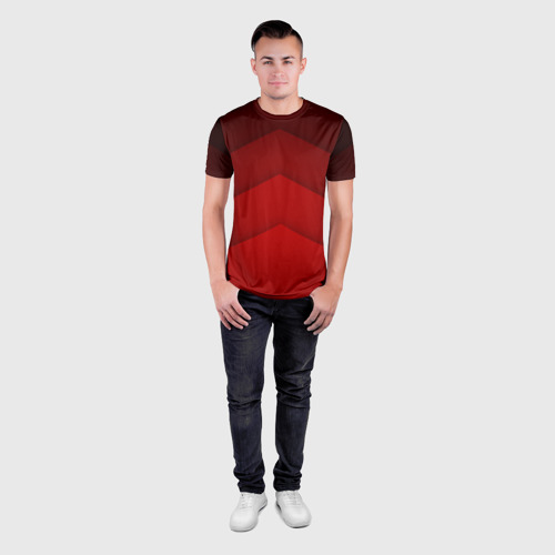 Мужская футболка 3D Slim КРАСНЫЕ ПОЛОСЫ / RED STRIPES, цвет 3D печать - фото 4