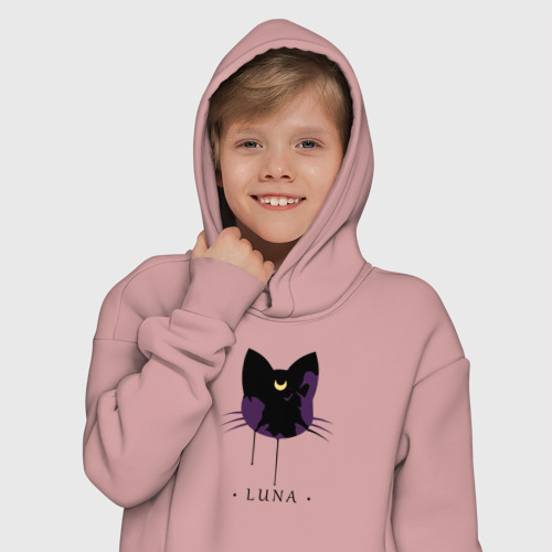 Детское худи Oversize хлопок Luna кошка, цвет пыльно-розовый - фото 12