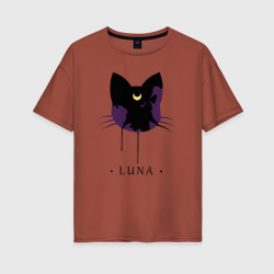 Женская футболка хлопок Oversize Luna кошка