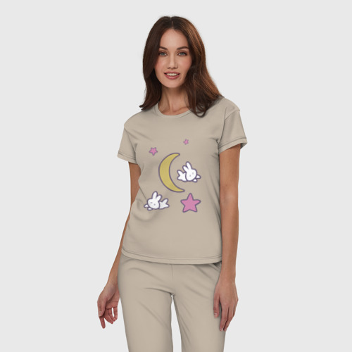 Женская пижама хлопок с принтом Луна, фото на моделе #1