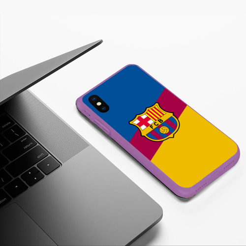 Чехол для iPhone XS Max матовый FC Barcelona 2018 Colors, цвет фиолетовый - фото 5