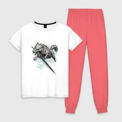 Женская пижама с белой футболкой хлопок The Swordswolf