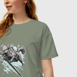 Женская футболка хлопок Oversize The Swordswolf - фото 2