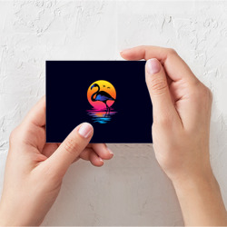 Поздравительная открытка Фламинго дитя заката - фото 2