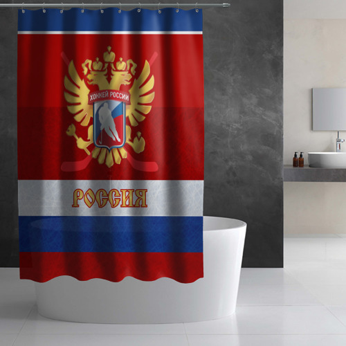 Штора 3D для ванной Хоккей России - фото 2