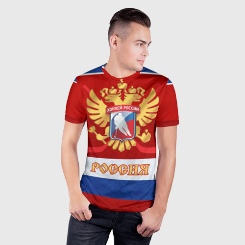 Мужская футболка 3D Slim Хоккей России, цвет 3D печать - фото 3