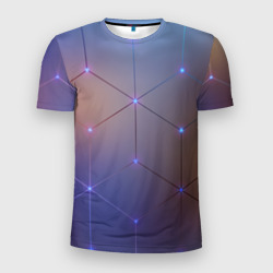 Мужская футболка 3D Slim Нейронная сеть неоновая