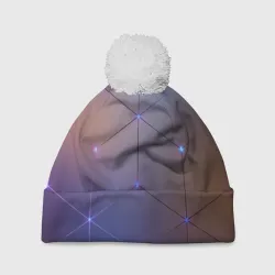 Шапка 3D c помпоном Нейронная сеть неоновая