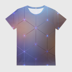 Женская футболка 3D Нейронная сеть неоновая