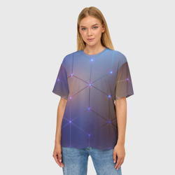 Женская футболка oversize 3D Нейронная сеть неоновая - фото 2