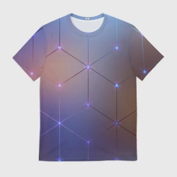 Мужская футболка 3D Нейронная сеть неоновая