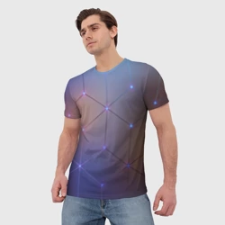 Мужская футболка 3D Нейронная сеть неоновая - фото 2