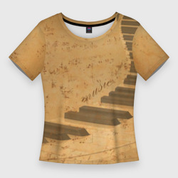 Женская футболка 3D Slim Клавиши пианино