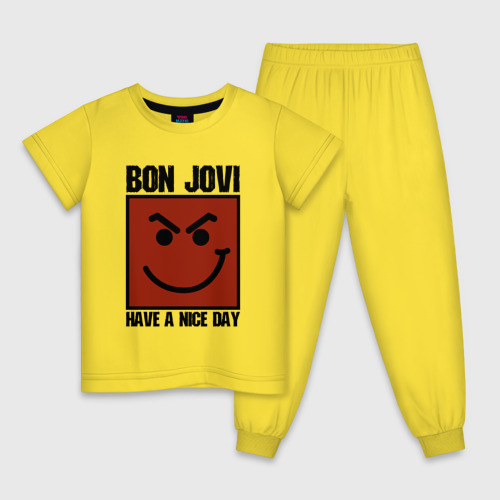 Детская пижама хлопок Bon Jovi, have a nice day, цвет желтый