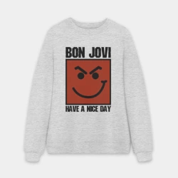 Мужской свитшот oversize без начеса хлопок Bon Jovi, have a nice day