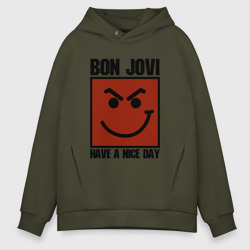 Bon Jovi, have a nice day – Мужское худи Oversize хлопок с принтом купить со скидкой в -21%