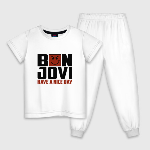 Детская пижама хлопок Bon Jovi, have a nice day, цвет белый