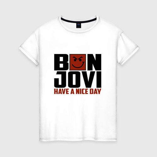 Женская футболка хлопок Bon Jovi, have a nice day, цвет белый