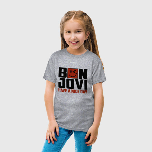 Детская футболка хлопок с принтом Bon Jovi, have a nice day, вид сбоку #3