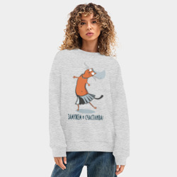 Женский свитшот oversize без начеса хлопок Замужем и счастлива - фото 2