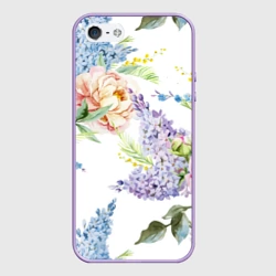 Чехол для iPhone 5/5S матовый Сирень и Пионы