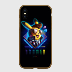 Чехол для iPhone XS Max матовый Пикачу детектив неоновый