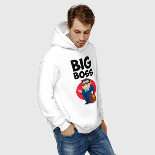 Мужское худи Oversize хлопок Big Boss / Начальник, цвет белый - фото 7