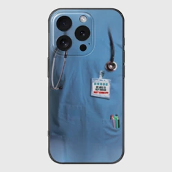 Чехол для iPhone 16 Pro силиконовый с защитой камеры Костюм врача халат верх, низ под артикулом 1373543