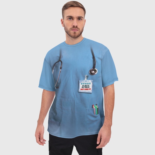 Мужская футболка oversize 3D Костюм врача, цвет 3D печать - фото 3