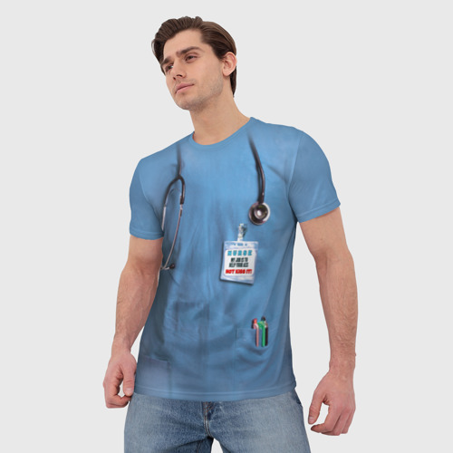Мужская футболка 3D Костюм врача, цвет 3D печать - фото 3