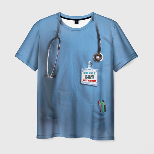 Мужская футболка с принтом Костюм врача, вид спереди №1