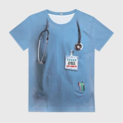Женская футболка 3D Костюм врача халат верх, низ под артикулом 1373543