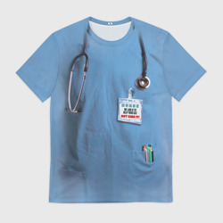 Мужская футболка 3D Костюм врача халат верх, низ под артикулом 1373543