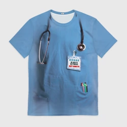 Мужская футболка 3D Костюм врача халат верх, низ под артикулом 1373543