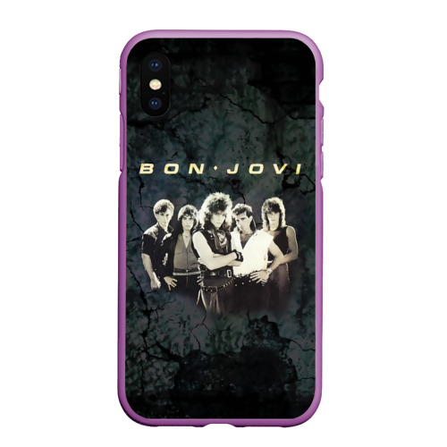 Чехол для iPhone XS Max матовый Группа Bon Jovi, цвет фиолетовый