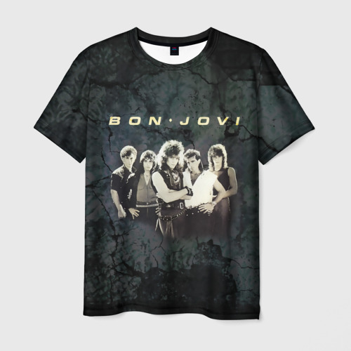 Мужская футболка с принтом Группа Bon Jovi, вид спереди №1