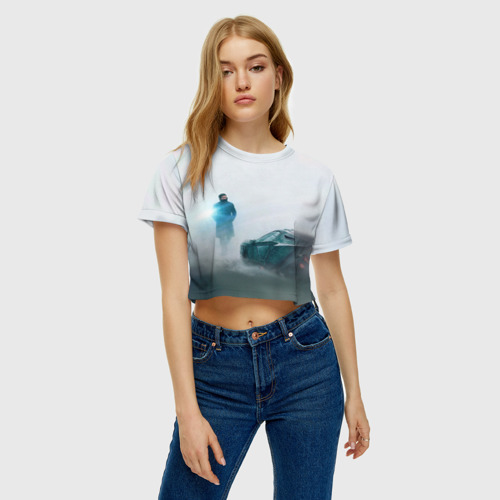 Женская футболка Crop-top 3D Бегущий по лезвию, цвет 3D печать - фото 3