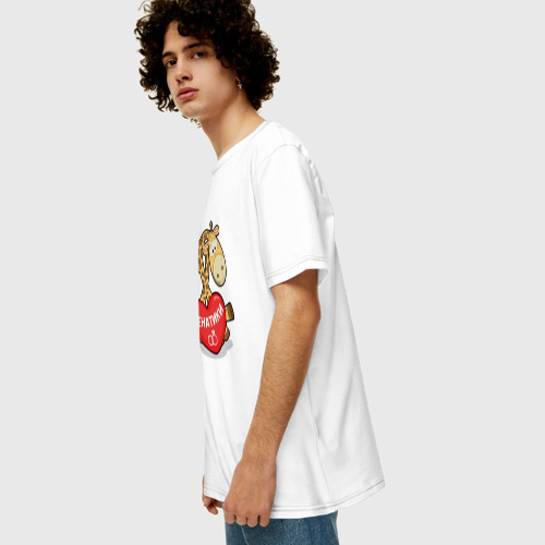 Мужская футболка хлопок Oversize Женатики жирафики, цвет белый - фото 5