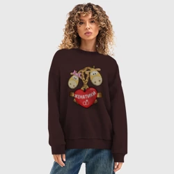 Женский свитшот oversize без начеса хлопок Женатики жирафики - фото 2