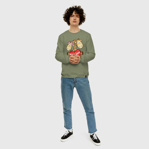 Мужской свитшот хлопок Женатики жирафики, цвет авокадо - фото 5