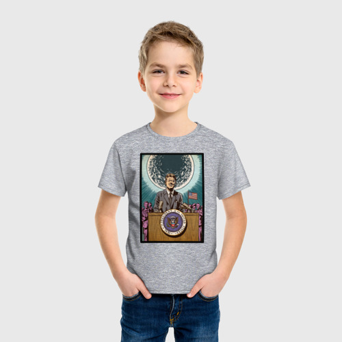 Детская футболка хлопок Джон Кеннеди, цвет меланж - фото 3