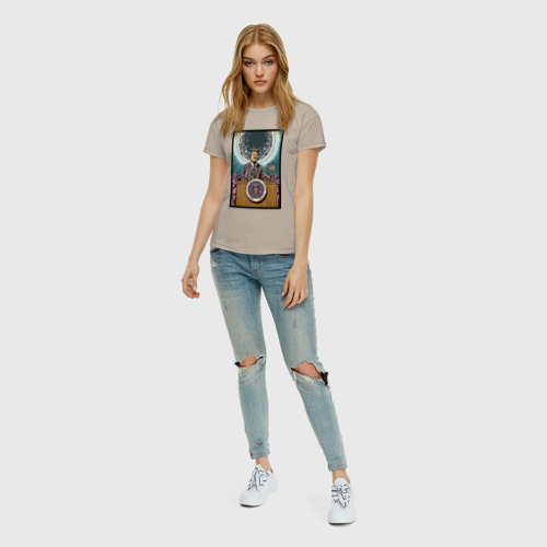 Женская футболка хлопок Джон Кеннеди, цвет миндальный - фото 5