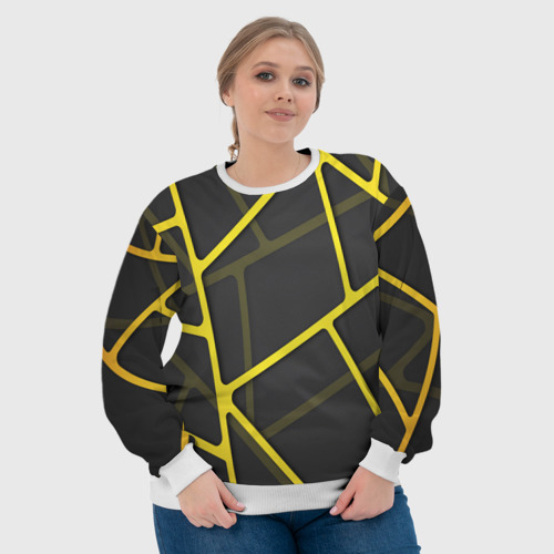 Женский свитшот 3D Желтая сетка, цвет 3D печать - фото 6