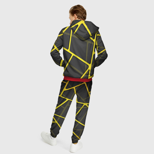 Мужской костюм с толстовкой 3D Желтая сетка, цвет красный - фото 4