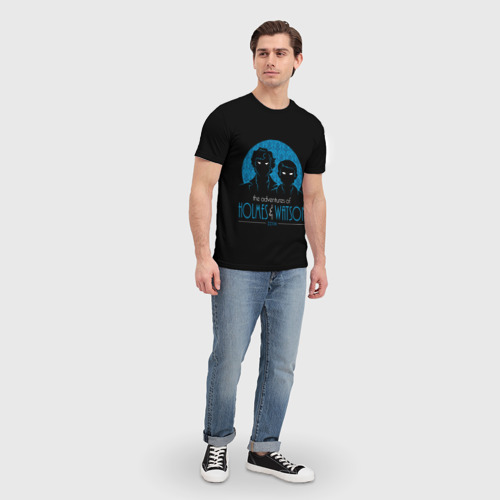 Мужская футболка 3D с принтом Холмс и Ватсон 221B, вид сбоку #3