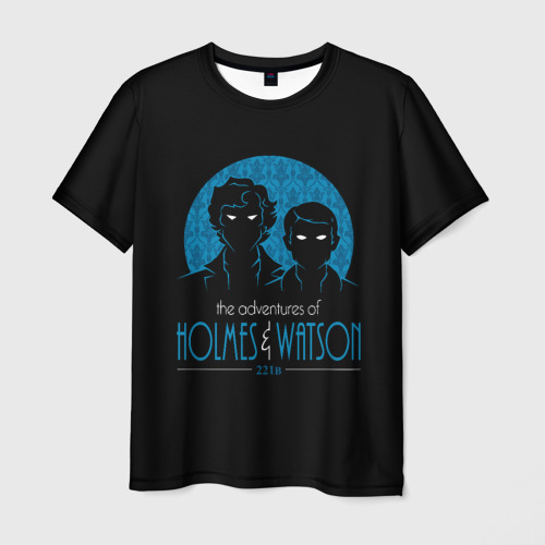 Мужская футболка 3D с принтом Холмс и Ватсон 221B, вид спереди #2
