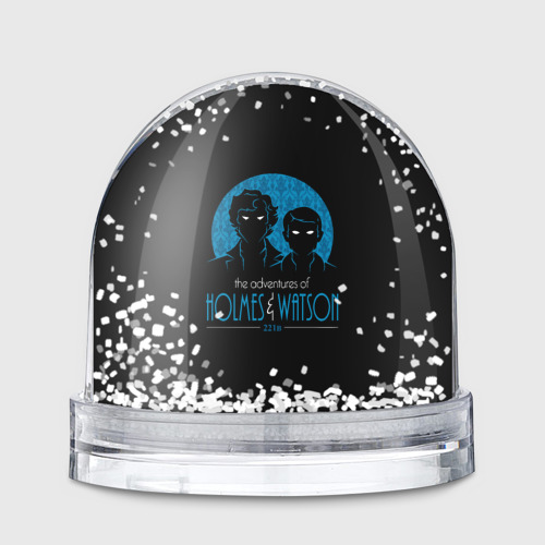 Игрушка Снежный шар с принтом Холмс и Ватсон 221B, вид спереди №1
