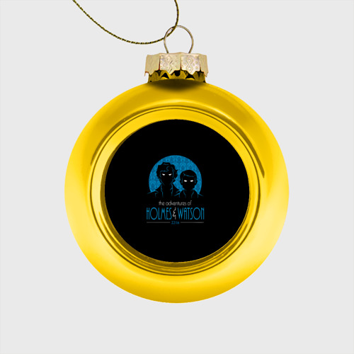 Стеклянный ёлочный шар Холмс и Ватсон 221B, цвет золотой