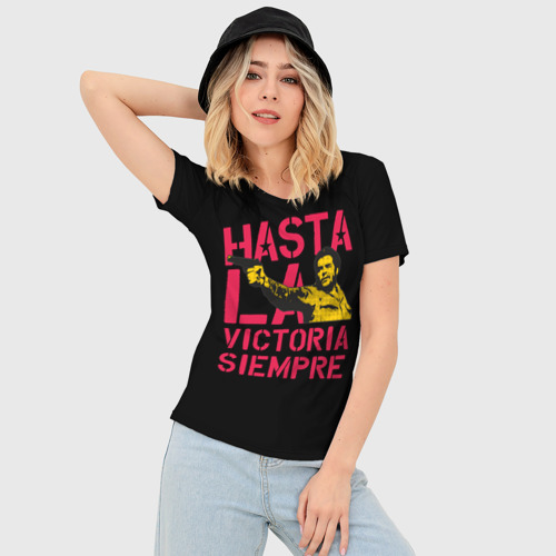 Женская футболка 3D Slim Hasta La Victoria Siempre, цвет 3D печать - фото 3